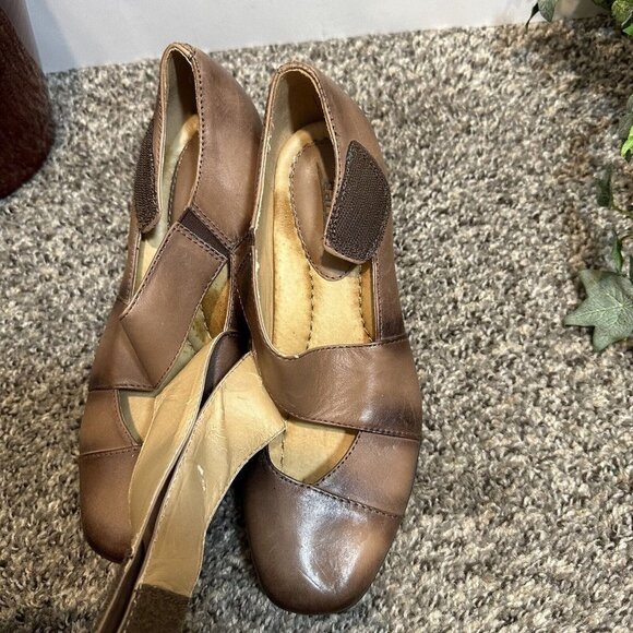 Earth Spindrift Leather Mary Jane Wedges Cinnamon Comfort Shoes Women Size 8 B - Picture 8 of 10